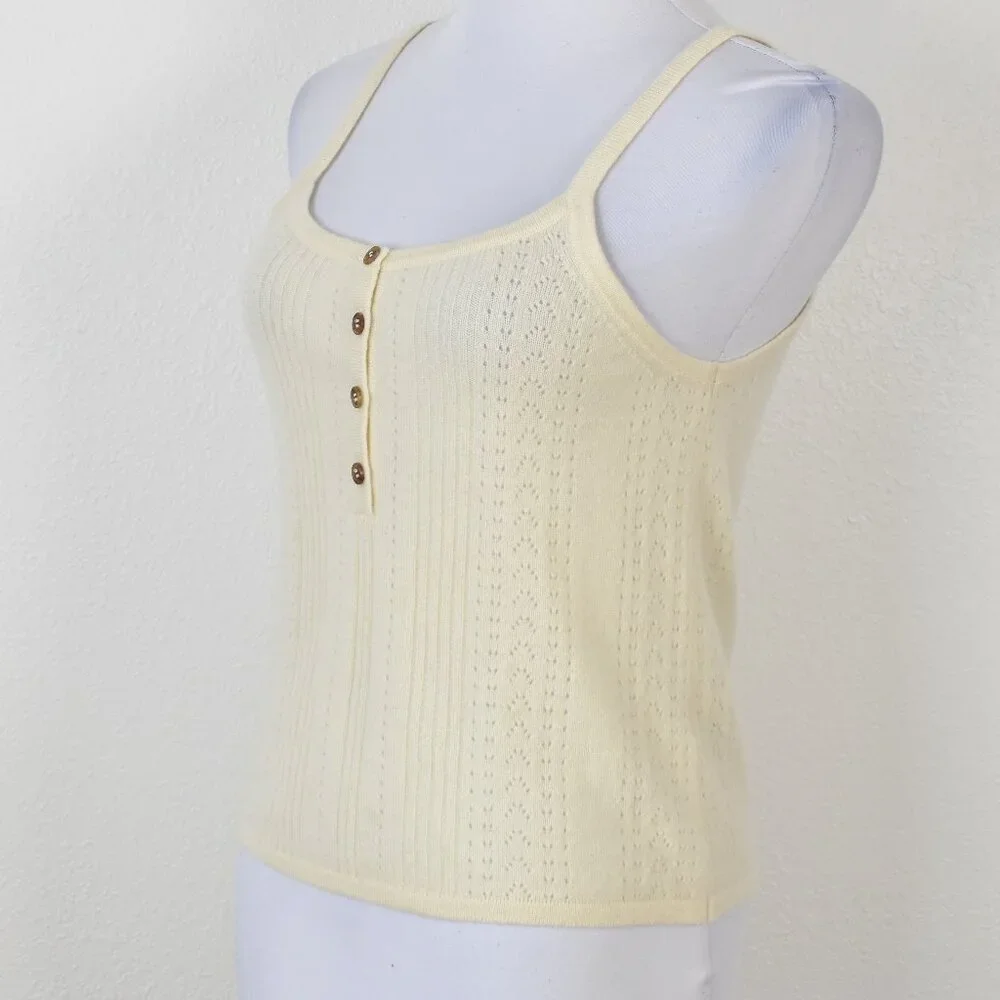 La Ligne Camille Pointelle-knit Cashmere Tank - S - Picture 3 of 9